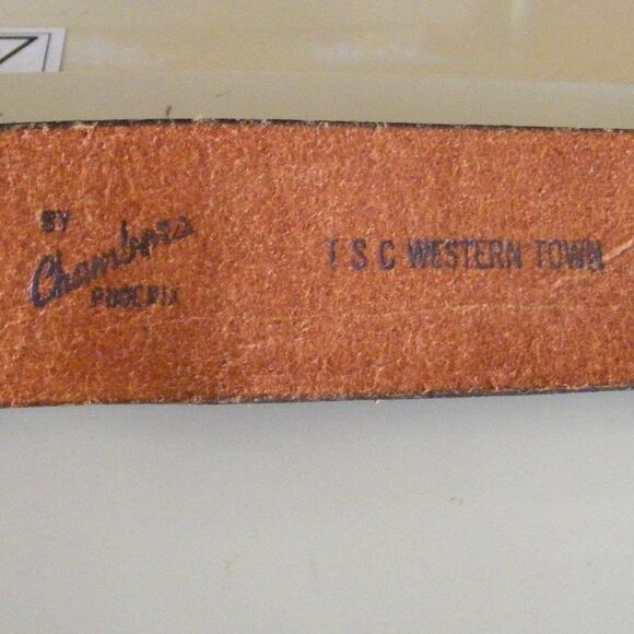 CHAMBERS Phoenix Leather Belt, 30, NO BUCKLE, Black, Hand finished Leaves/Acorns - Picture 7 of 9